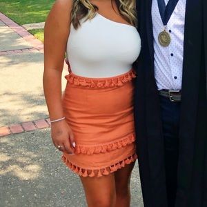 Orange Pom Pom skirt